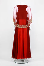 Load image into Gallery viewer, Marsala &amp; Red Cape Dress
