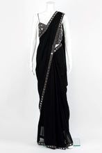 Load image into Gallery viewer, Black &amp; Silver Mirror Saree
