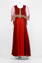 Load image into Gallery viewer, Marsala &amp; Red Cape Dress
