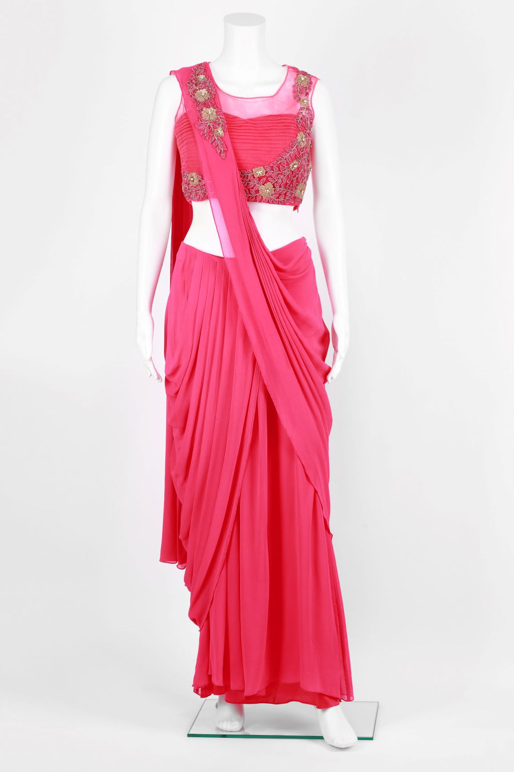 Hot Pink Dhoti Saree