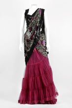 Load image into Gallery viewer, Purple Lace &amp; Velvet Saree
