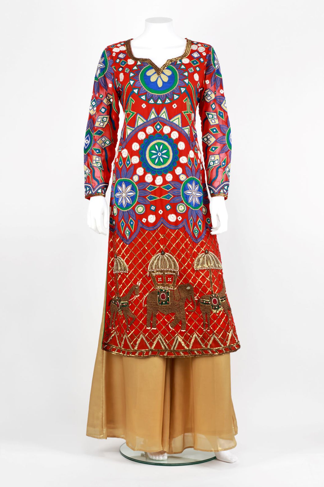 Red & Gold Rajasthani Palazzo Suit