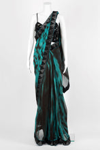 Load image into Gallery viewer, Teal &amp; Black Tie Dye Saree
